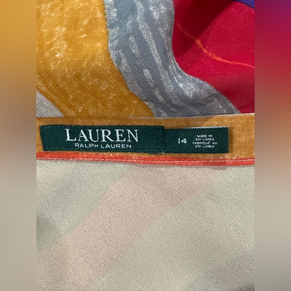 Lauren Ralph Lauren Serape Georgette Multicolor Striped A-Line Skirt Sz 14 boho - Picture 4 of 6